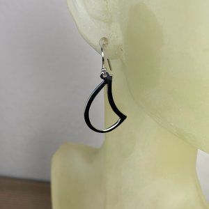 NEW Real Silver (not plated) Cut Out Cresent Loop Dangling Earrings